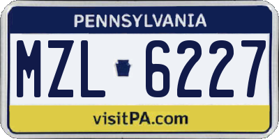 PA license plate MZL6227