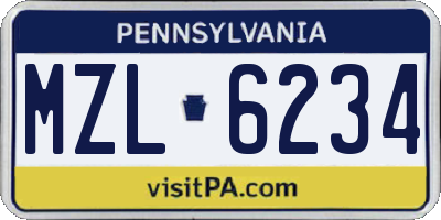 PA license plate MZL6234
