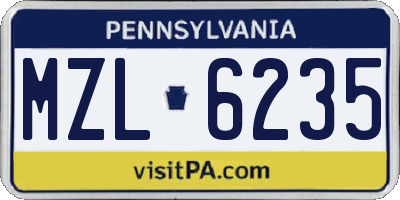 PA license plate MZL6235