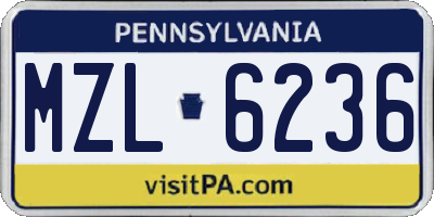 PA license plate MZL6236