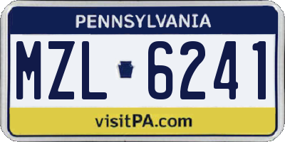 PA license plate MZL6241