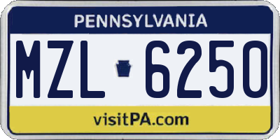 PA license plate MZL6250