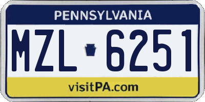 PA license plate MZL6251