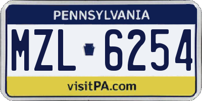 PA license plate MZL6254
