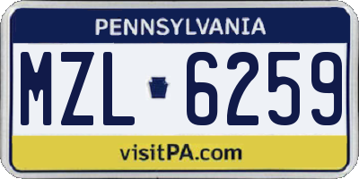 PA license plate MZL6259