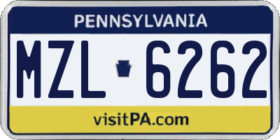 PA license plate MZL6262