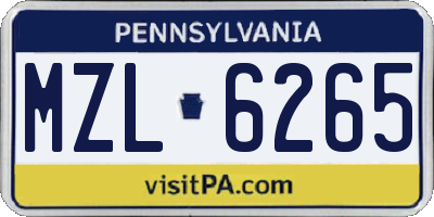 PA license plate MZL6265