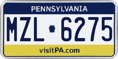 PA license plate MZL6275