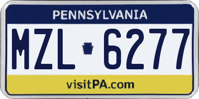 PA license plate MZL6277