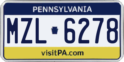 PA license plate MZL6278