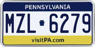 PA license plate MZL6279