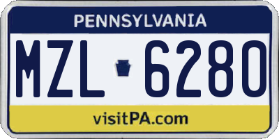 PA license plate MZL6280