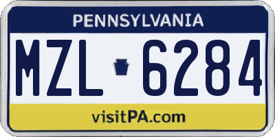 PA license plate MZL6284