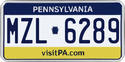 PA license plate MZL6289