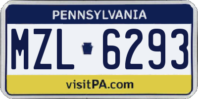 PA license plate MZL6293