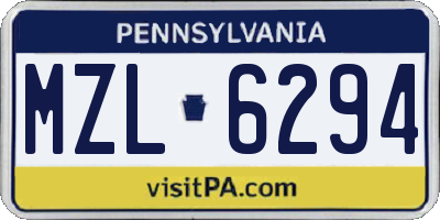 PA license plate MZL6294