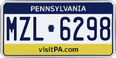 PA license plate MZL6298