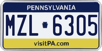 PA license plate MZL6305