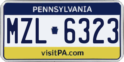PA license plate MZL6323