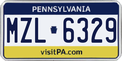 PA license plate MZL6329