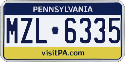 PA license plate MZL6335