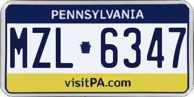 PA license plate MZL6347