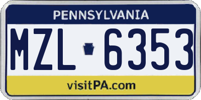 PA license plate MZL6353