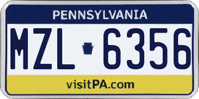PA license plate MZL6356