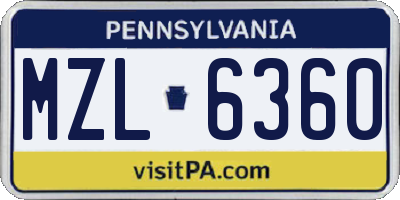 PA license plate MZL6360