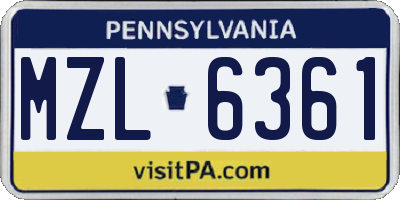PA license plate MZL6361
