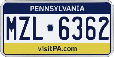 PA license plate MZL6362