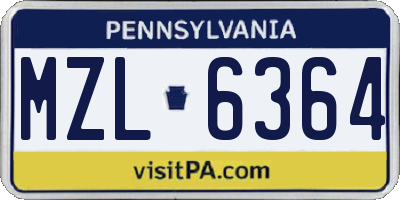 PA license plate MZL6364