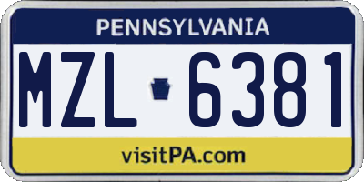PA license plate MZL6381