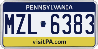 PA license plate MZL6383