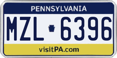 PA license plate MZL6396