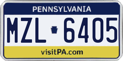 PA license plate MZL6405