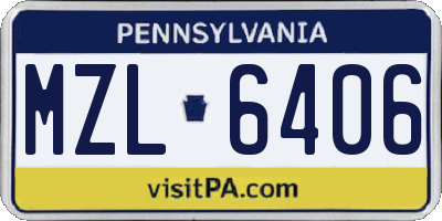 PA license plate MZL6406