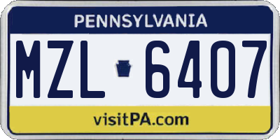 PA license plate MZL6407