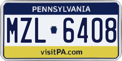 PA license plate MZL6408