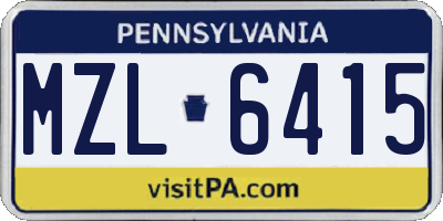PA license plate MZL6415