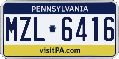 PA license plate MZL6416