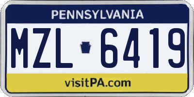 PA license plate MZL6419