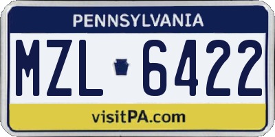 PA license plate MZL6422