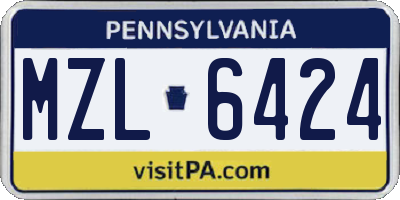 PA license plate MZL6424