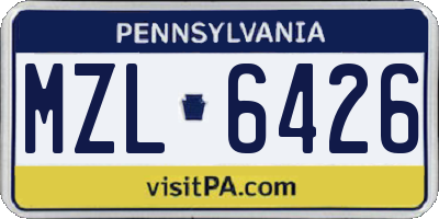 PA license plate MZL6426