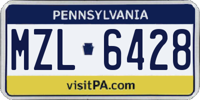 PA license plate MZL6428