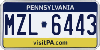 PA license plate MZL6443
