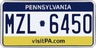 PA license plate MZL6450