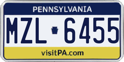 PA license plate MZL6455
