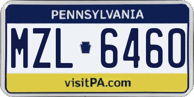 PA license plate MZL6460